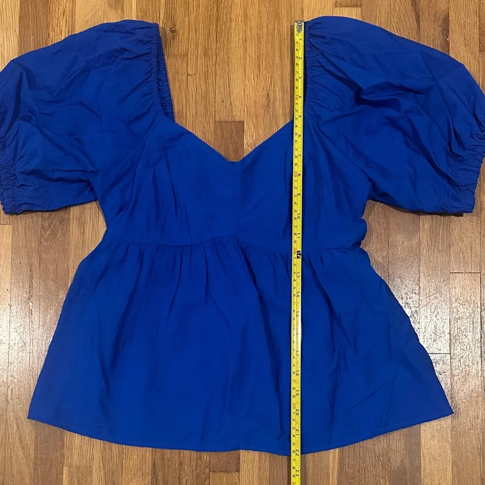 *last chance* Nine West | Women’s Elegant Blue Puff Sleeve Top - Picture 2 of 13